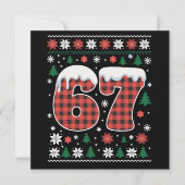 おもしろい67 六七 ミーム クリスマス 赤いチェック柄 (正面)