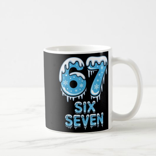 おもしろい67 六七 ミーム 氷の雪 冬のクリスマス コーヒーマグカップ (右)