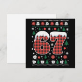 おもしろい67 六七 メモ ミーム クリンジ クリスマス 赤 チェック (正面/裏面)