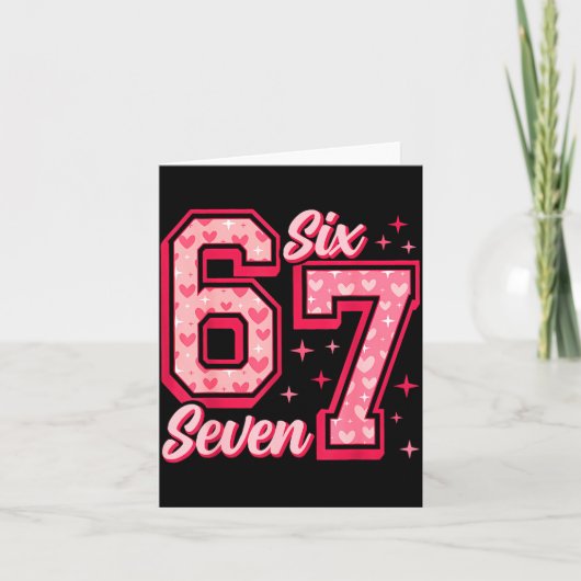 おもしろい6 7 六 七 ミーム セリフ バレンタイン カップル M カード (正面)