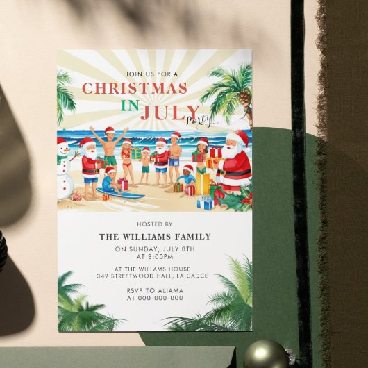 おもしろい7月の熱帯クリスマスビーチパーティー 招待状