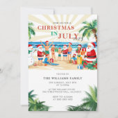 おもしろい7月の熱帯クリスマスビーチパーティー 招待状 (正面)