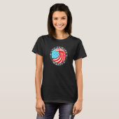 おもしろい7月4日アメリカ国旗の海アートワーク彼女の波A Tシャツ (正面フル)