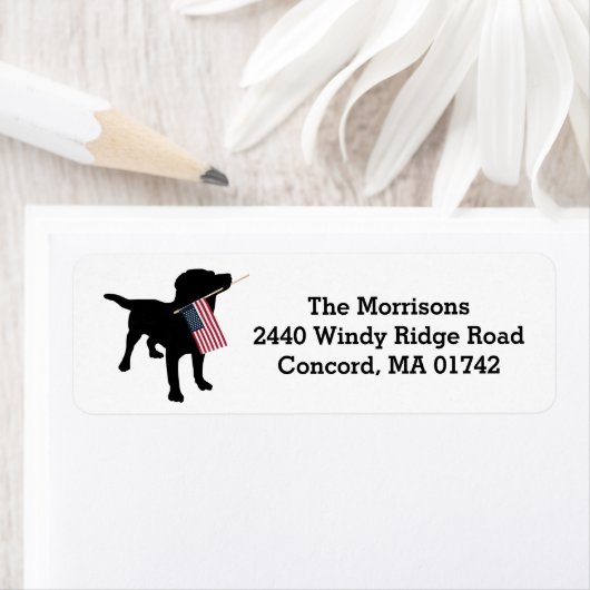 おもしろい7月4日ブラックラボ米国アメリカ国旗 ラベル (インサイチュ)