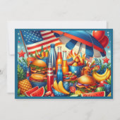 おもしろい7月4日赤白青 招待状 (裏面)