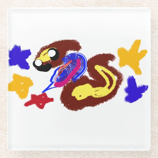 おもしろい7月4日 ガラスコースター (正面)