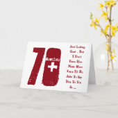 おもしろい70歳の誕生日ブラザー赤と白文字。 カード (黄色い花)