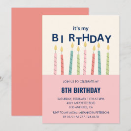 おもしろい8歳の誕生日招待状誕生日キャンドル 招待状