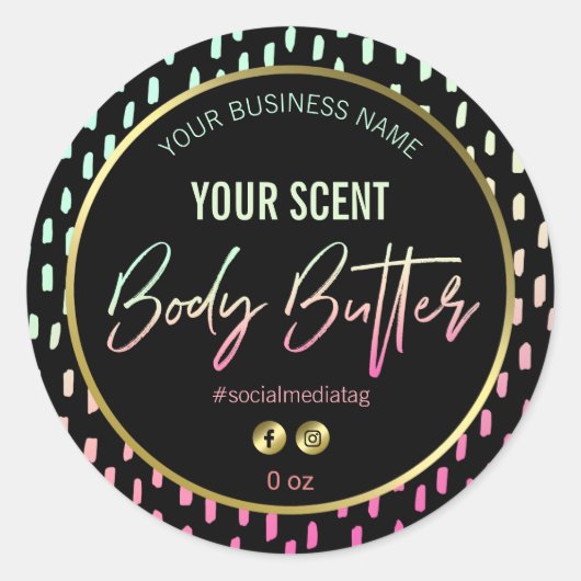 おもしろい80のレトロパターン体バターラベル ラウンドシール (正面)