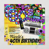 おもしろい80の衣装ドレスアップ誕生日パーティー 招待状 (正面/裏面)