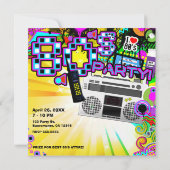 おもしろい80の衣装ドレスアップ誕生日パーティー 招待状 (裏面)