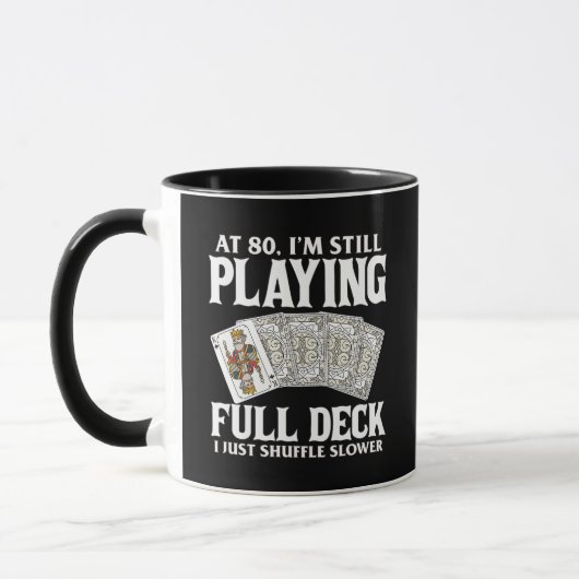 おもしろい80歳の誕生日カードプレイヤーマグ マグカップ (左)