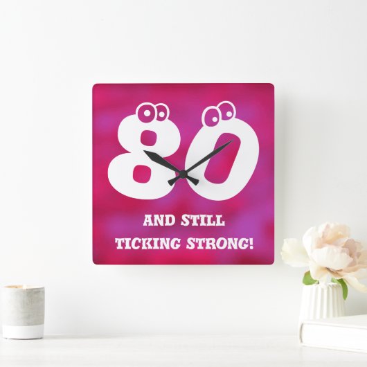 おもしろい80番目の誕生日引用文 スクエア壁時計 (ホーム)