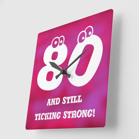 おもしろい80番目の誕生日引用文 スクエア壁時計 (傾斜)