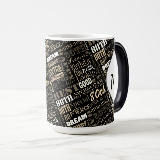 おもしろい80thバースデーパーティーモノグラパーソナライズされたム モーフィングマグカップ (正面右)
