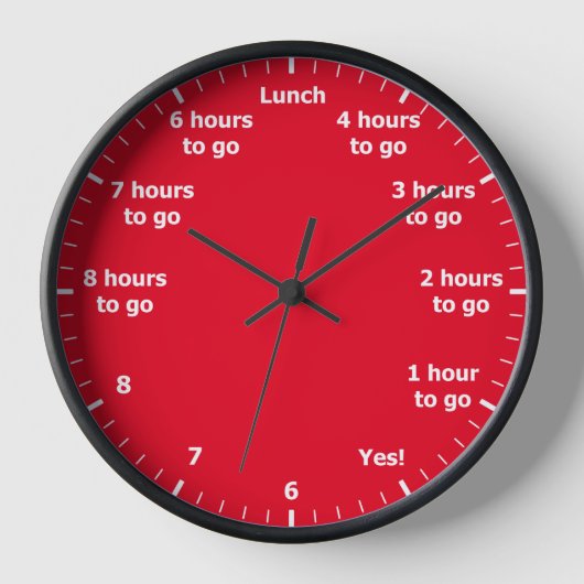 おもしろい9~5時間対応Red Office 壁時計 (正面)