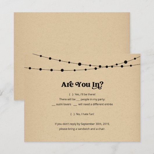 おもしろい&おもしろいすしRSVPポストカード – Kraft インビテーションポストカード (正面/裏面)