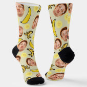 おもしろい&おもしろいカスタムイエローバナナ顔クルーソック ソックス (傾斜あり)