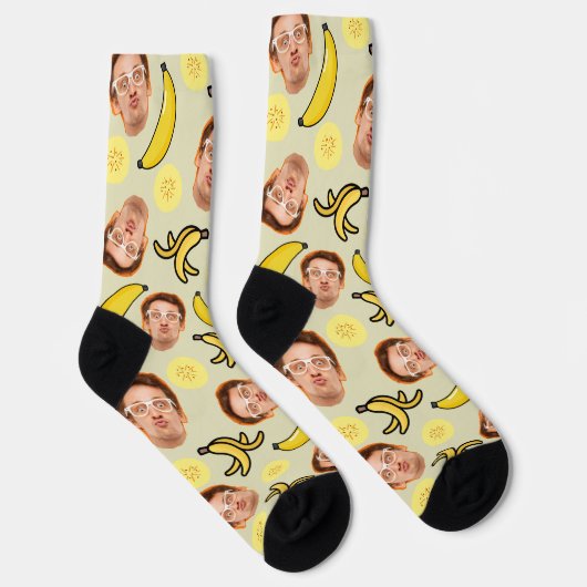 おもしろい&おもしろいカスタムイエローバナナ顔クルーソック ソックス (右)