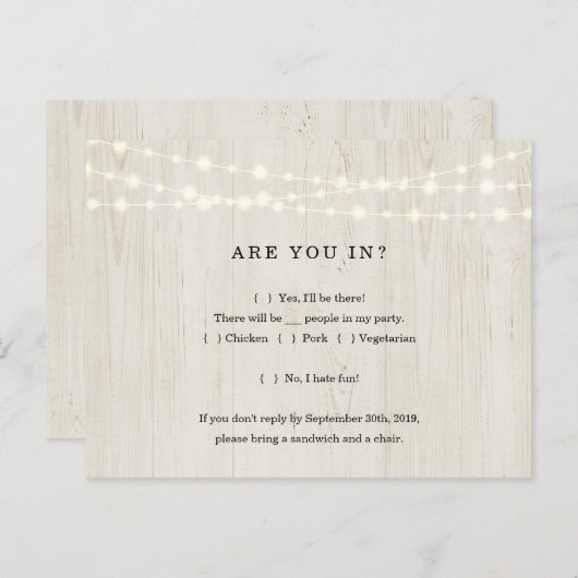 おもしろい&おもしろいRSVPはがき – 木素朴材 インビテーションポストカード (正面/裏面)