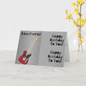 おもしろい、お兄ちゃんの誕生日お祝い、レッドギター。 カード (黄色い花)