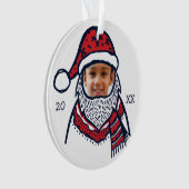 おもしろい、お祝いの赤い格子縞のサンタクロースのキャラクターの写真 オーナメント (正面)
