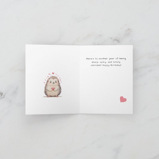 おもしろい&かわいいウォーターカラーヘッジホッグ誕生日カード カード (内部)