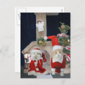 おもしろい/かわいいクリスマス子猫コンド シーズンポストカード (正面/裏面)