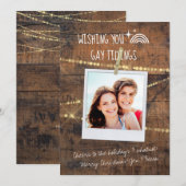 おもしろい&かわいいゲイチディングLGBTフォトホリデーカード (正面/裏面)