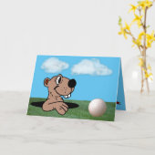 おもしろい&かわいいゴッパー&ゴルフボールオン誕生日カード カード (黄色い花)