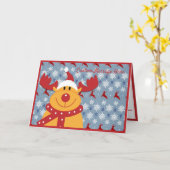 おもしろい&かわいい犬トナカイ耳クリスマスホリデー カード (黄色い花)