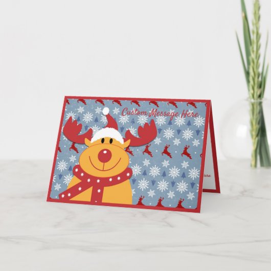 おもしろい&かわいい犬トナカイ耳クリスマスホリデー カード (正面)