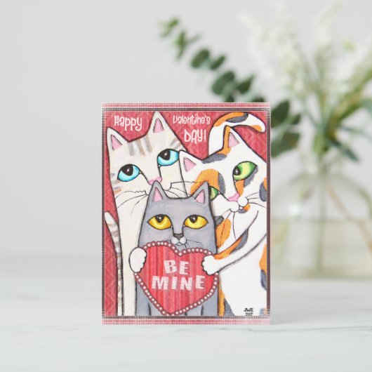 おもしろい&かわいい猫バレンタインフラットカード シーズンポストカード (スタンド正面)