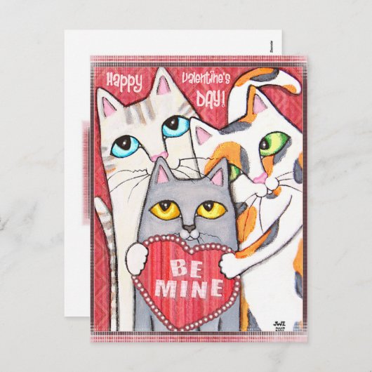 おもしろい&かわいい猫バレンタインフラットカード シーズンポストカード (正面/裏面)