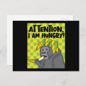 おもしろい/ことわざ付き飢えたゴリラ ポストカード (正面/裏面)