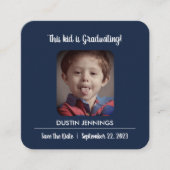 おもしろい「この子」写真卒業パーティーチケット スクエア名刺 (正面)