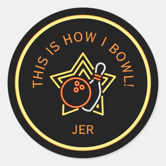 おもしろい これは私のボウリングスタイル レトロボウリング ラウンドシール (正面)