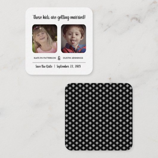 おもしろい"これらの子供"写真の日付を保存 エンクロージャーカード (正面/裏面)