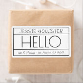 おもしろい「こんにちは」差出人住所ホワイト&ブラックシッピング ラベル (インサイチュ)