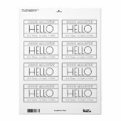 おもしろい「こんにちは」差出人住所ホワイト&ブラックシッピング ラベル (フルシート)