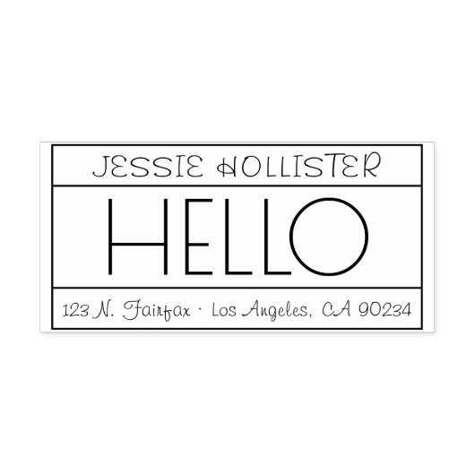 おもしろい「こんにちは」差出人住所ラベル セルフインキングスタンプ (デザイン)