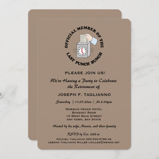 おもしろい、しかし、古典的な退職パーティーあなたの色を選択 招待状 (正面/裏面)