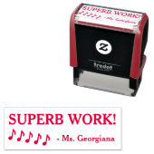 おもしろい「すばらしい作品!」 +カスタム先生名 セルフインキングスタンプ (インサイチュ)