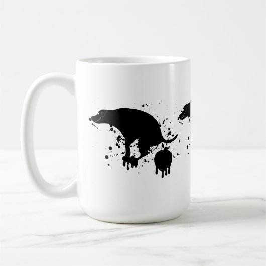 おもしろい(ばちゃばちゃ)跳ねるのフン犬 コーヒーマグカップ (左)