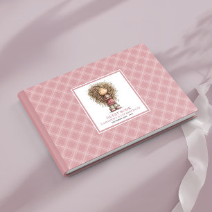 おもしろい、ほこりっぽいピンクの少女の誕生日の記憶のサインが本にある ゲストブック