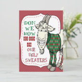 おもしろい めんどくさい ヤギのダサいセーター クリスマスパーティ 招待状 (スタンド正面)