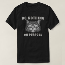 おもしろい「やることなし」怠け猫ミニマリスト Tシャツ