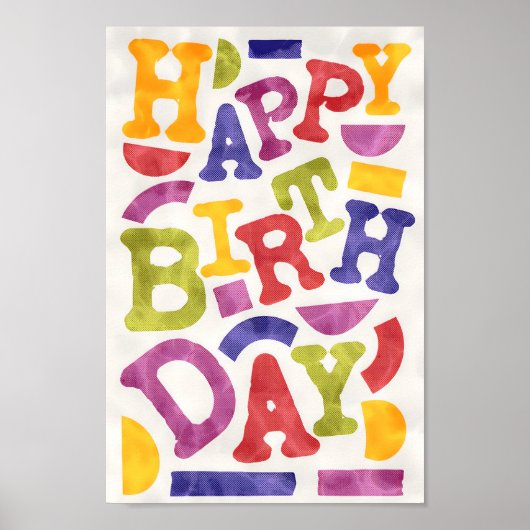 おもしろい、よくはしゃぐカラフル子供の誕生日 ポスター (正面)