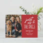 おもしろい わたしたちと犬だけのホリデー写真 シーズンカード (スタンド正面)
