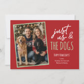 おもしろい わたしたちと犬だけのホリデー写真 シーズンカード (正面)